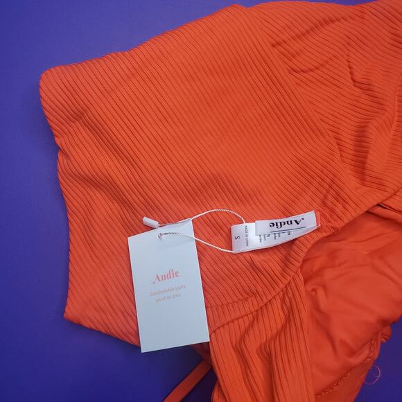 Andie Swim The Asbury Rib One Piece in Siren Red Women's Small NWT - Picture 9 of 10